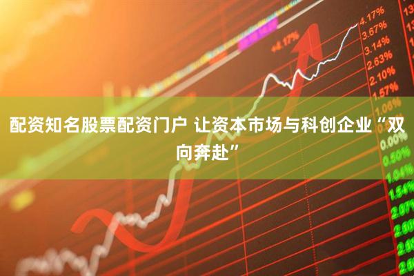 配资知名股票配资门户 让资本市场与科创企业“双向奔赴”